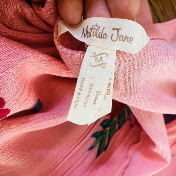 Matilda Jane Let's Go Out Dress - Peach Floral Boho Dress - M - Picture 14 of 14